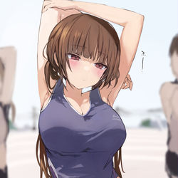 This is a pixiv picture whose title is 部員の視線に気づいてない陸上部の先輩.