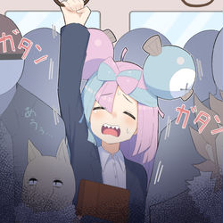 This is a pixiv picture whose title is 満員電車ナンジャモ.