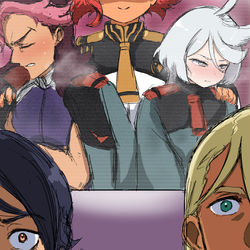 This is a pixiv picture whose title is スレッタに脳を破壊されるラウダ&シャディク.