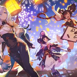 This is a pixiv picture whose title is 『原神』2周年記念イラスト.