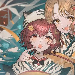 This is a pixiv picture whose title is 雛菜と円香🐯🖤.