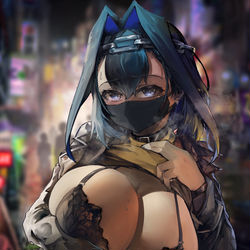 This is a pixiv picture whose title is Kronii on the Street.