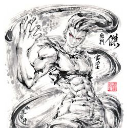 This is a pixiv picture whose title is 【極道畫師】傑·富力士-黑化.