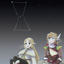 This is a pixiv picture whose title is オリオン座の下で.