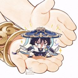 This is a pixiv picture whose title is tiny weenie little menace.