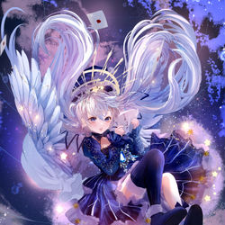 This is a pixiv picture whose title is 青いサンタクロース魔女(全身版).