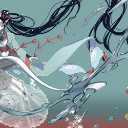 This is a pixiv picture whose title is 夜叉ヶ池.