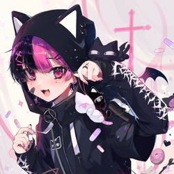 This is a pixiv picture whose title is にゃんこパーカー.