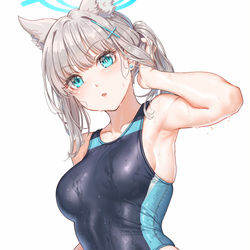 This is a pixiv picture whose title is 泳裝白子.