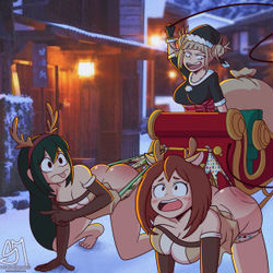 This is a pixiv picture whose title is Ochako's Really Bad Xmas 🦌🧑‍🎄.