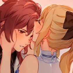 This is a pixiv picture whose title is Forehead Kiss.