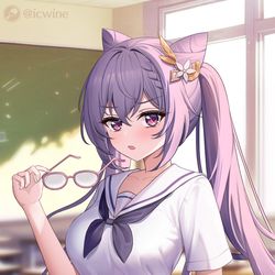 This is a pixiv picture whose title is JK刻晴.