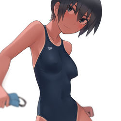 This is a pixiv picture whose title is ボーイッシュ×競泳水着.