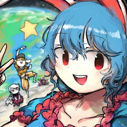 This is a pixiv picture whose title is 月面ピース.