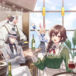 This is a pixiv picture whose title is 『天空の異世界ビストロ店」.