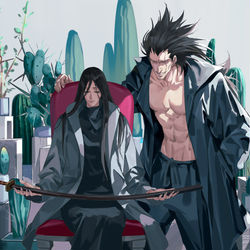 This is a pixiv picture whose title is 花姐和更木剑八.
