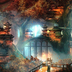 This is a pixiv picture whose title is ずっと秋の街.