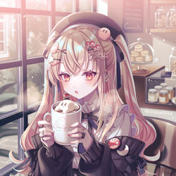 This is a pixiv picture whose title is 冬のあったかカフェ.