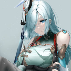 This is a pixiv picture whose title is 申鶴.