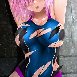 This is a pixiv picture whose title is 洞窟で囚われるマシュ.