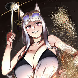 This is a pixiv picture whose title is 究極の炒飯を作るゴールドシップ(水着).