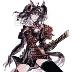 This is a pixiv picture whose title is 甲冑風味キタサンブラック２.