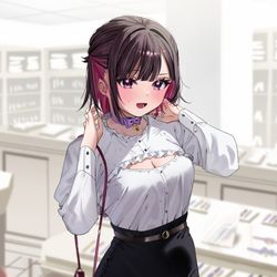 This is a pixiv picture whose title is 「これ、流石に首輪っぽすぎねぇか？」.