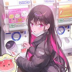 This is a pixiv picture whose title is 欲しかったものを一発で取ってくれたアイドルちゃん.