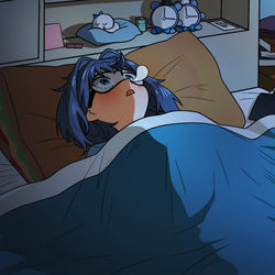 This is a pixiv picture whose title is sleeping kronii.