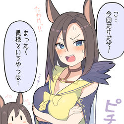 This is a pixiv picture whose title is 昔の勝負服を着てくれるエアグルーヴ○○歳.