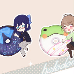 This is a pixiv picture whose title is ホロドーナツ🍩 えーちゃん&のどかちゃんセット.
