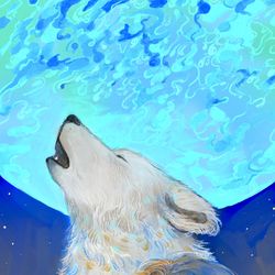 This is a pixiv picture whose title is 月で生まれた狼は.