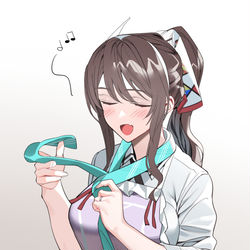 This is a pixiv picture whose title is 毎朝先回りしてネクタイを用意してくれる足柄さん.