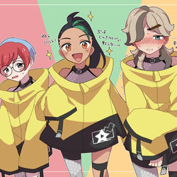 This is a pixiv picture whose title is ヒロイン３人がドンナモンジャTVに出演！？.