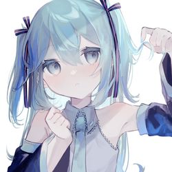 This is a pixiv picture whose title is ハーフツインミクちゃん.