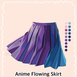 This is a pixiv picture whose title is Flowing Skirt Shading Tutorial.