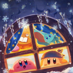 This is a pixiv picture whose title is ごちゃまぜカービィ冬.