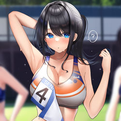 This is a pixiv picture whose title is 足は速いのに天然な陸上部の先輩.
