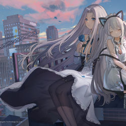 This is a pixiv picture whose title is 寄りかかる.