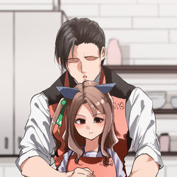 This is a pixiv picture whose title is キングとトレーナーのケーキ作り.