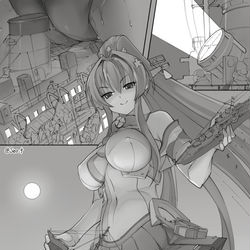 This is a pixiv picture whose title is 船団を襲う巨大な大和.