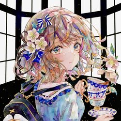 This is a pixiv picture whose title is 透明水彩＊クリスマスローズティー.