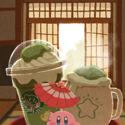 This is a pixiv picture whose title is 抹茶玄米茶.