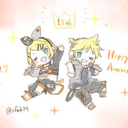 This is a pixiv picture whose title is 祝☆鏡音15周年.
