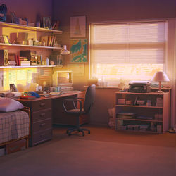 This is a pixiv picture whose title is Michael 部屋 日没.