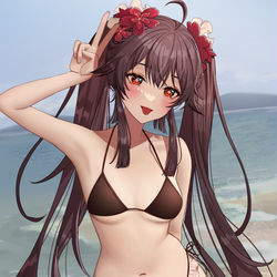 This is a pixiv picture whose title is HuTao♡.