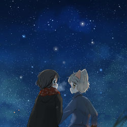 This is a pixiv picture whose title is 星を見に行こう.