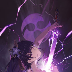 This is a pixiv picture whose title is 雷電将軍.