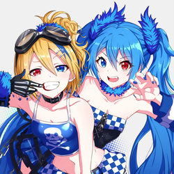 This is a pixiv picture whose title is Rin×Miku.