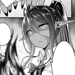 This is a pixiv picture whose title is 【告知】「ちょっとだけ愛が重いダークエルフ…」9話（前半)掲載.